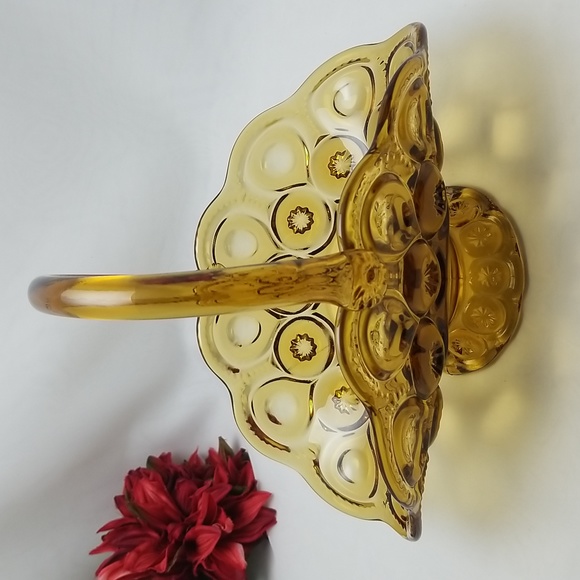 L.E. Smith Moon & Stars Amber Glass Basket - Picture 11 of 16